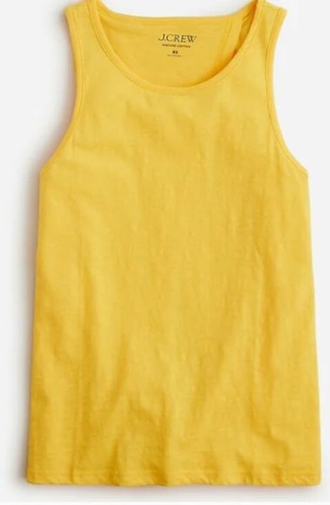 J. Crew Tops - J.Crew Vintage Cotton Knot-Back Cotton Tank Top in Solar Yellow Size L BP076 NWT